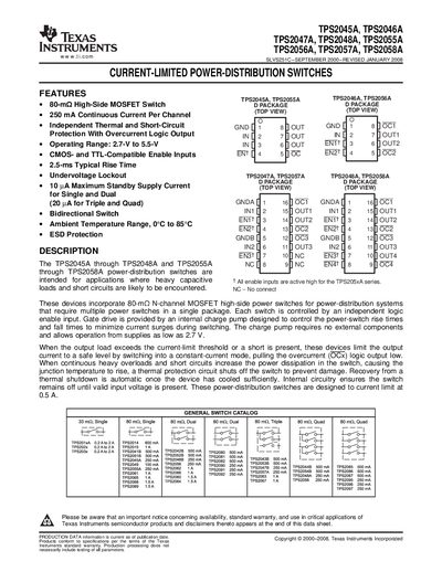 TEXAS INSTRUMENTS TPS2045A TPS2046A TPS2047A TPS2048A TPS2055A handbook
