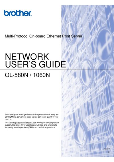 Brother QL-580N/1060N Network User's Guide - cover page