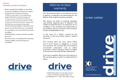 Drive Knee Walker Operating Manual - cover page