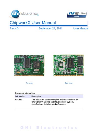 GHI Electronics ChipworkX Module User Manual - cover page