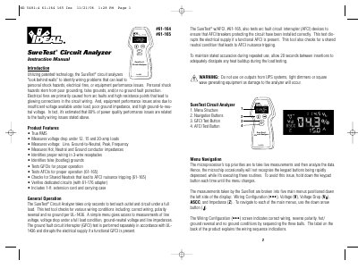 Ideal SureTest Circuit Analyzer #61-165 Instruction Manual - cover page