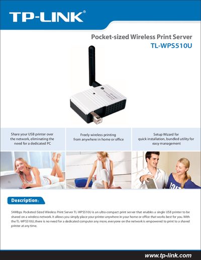 TP-Link TL-WPS510U Pocket-sized Wireless Print Server Quick Installation Guide - cover page