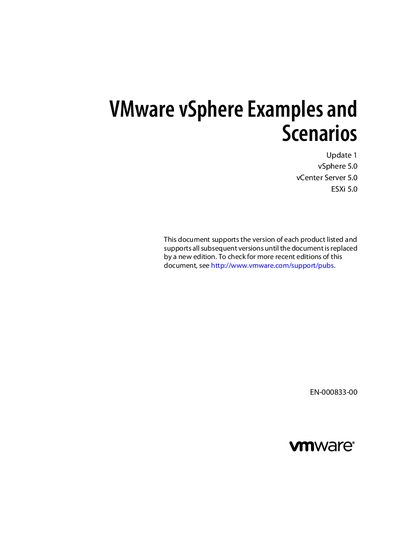 VMware vSphere Examples and Scenarios Update 1 for vSphere 5.0 - cover page