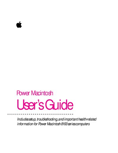 Apple Power Macintosh 8100 Series User's Guide - cover page