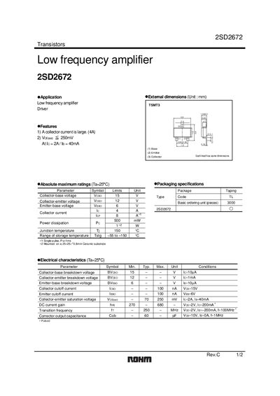 ROHM 2SD2672 Datasheet - cover page