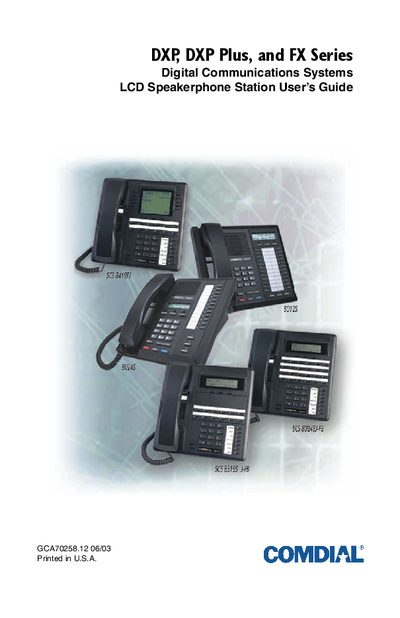 Comdial DXP DXP Plus FX Series LCD Speakerphone Station User's Guide - cover page