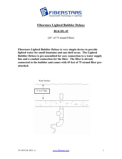 Fiberstars BLK-DL-45 Lighted Bubbler Deluxe Installation Guide - cover page