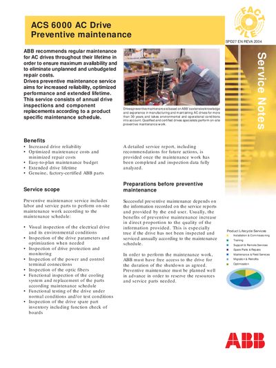 ABB ACS 6000 AC Drive Preventive Maintenance Manual - cover page