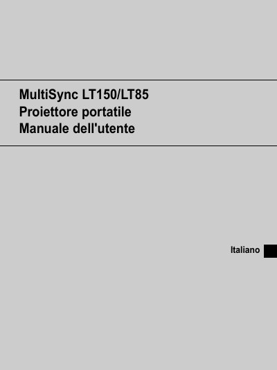 NEC LT150/LT85 Projector User Manual - cover page