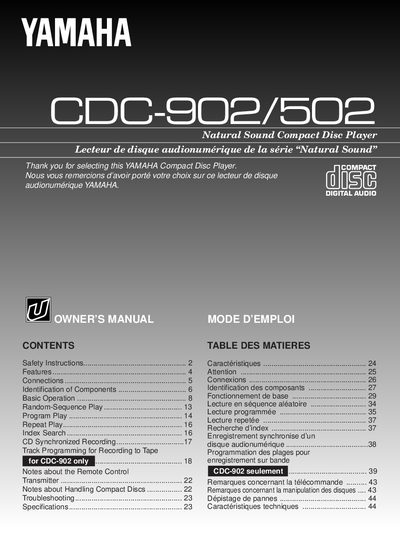 Yamaha CDC-902/502 Compact Disc Player Owner's Manual - cover page