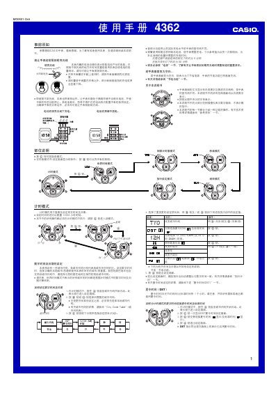 Casio 4362 Watch User Manual - cover page