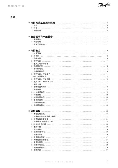 Danfoss FC300 Frequency Transformer Operation Manual