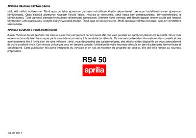 aprilia B043162-RS4-50-fin-fr- Manual - cover page