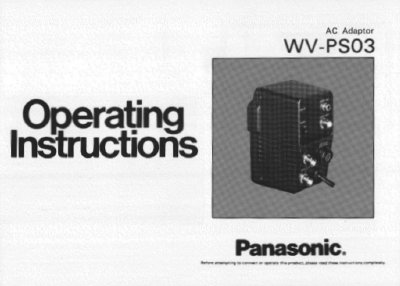 Panasonic WV-PS03 AC Adaptor User Manual - cover page