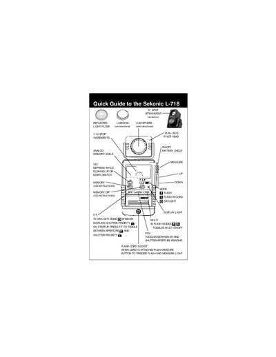 Sekonic L-718 Quick Start Guide - cover page