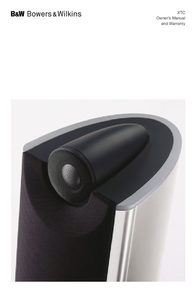 B&W XTC Speaker Owner’s Manual and Warranty - cover page