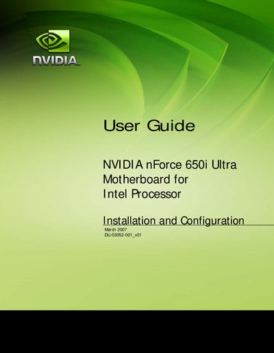 NVIDIA nForce 650i Ultra Motherboard User Guide - cover page