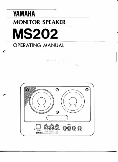 Yamaha MS202 Monitor Speaker Operating Manual - cover page
