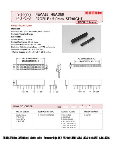 DB LECTRO B23 Product Leaflet - cover page