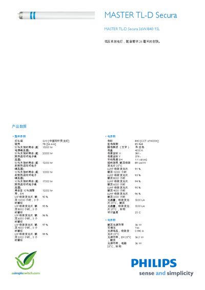 Philips MASTER TL-D Secura Lamp User Manual - cover page