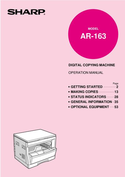 SHARP AR-162 AR-163 Operation Manual