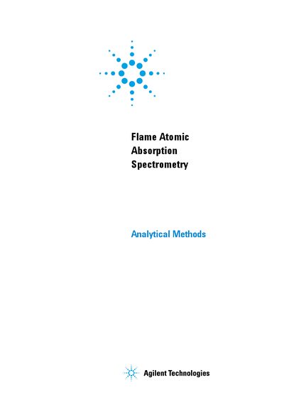 Agilent Flame Atomic Absorption Spectrometry Analytical Methods Guide - cover page