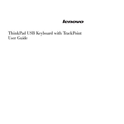 Lenovo ThinkPad USB Keyboard with TrackPoint User Guide - cover page