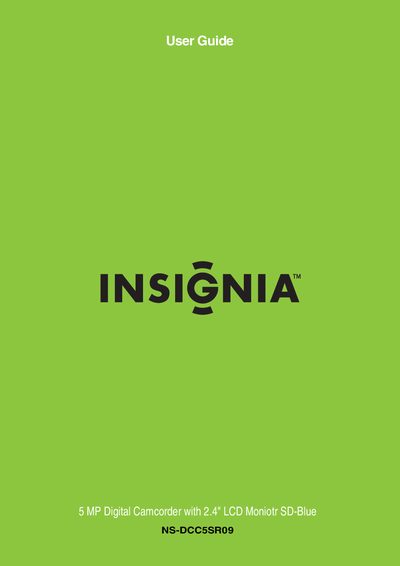 Insignia NS-DCC5SR09 Camcorder User Manual - cover page
