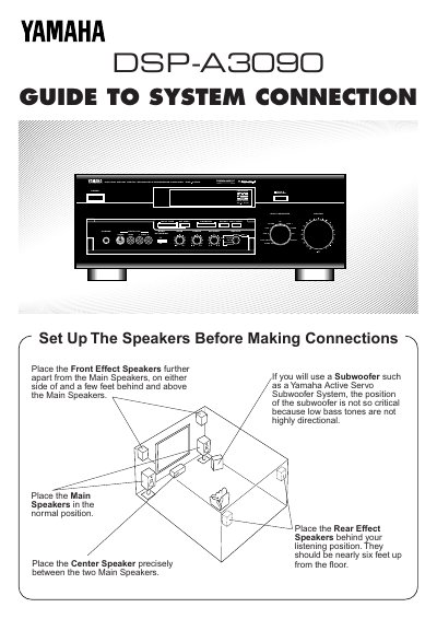Yamaha DSP-A3090 Guide to System Connection