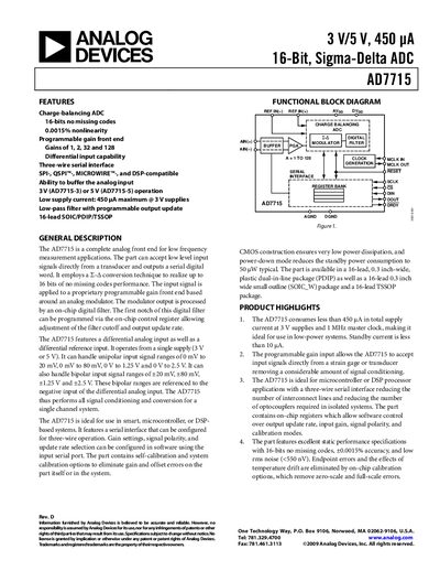 Analog Devices AD7715 Datasheet - cover page