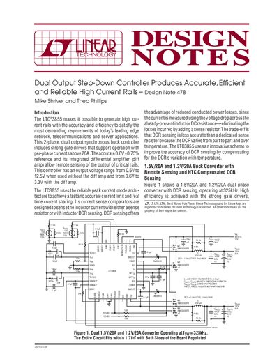 Linear Technology LTC3855 Dual Output Step-Down Controller Design Note 478 - cover page