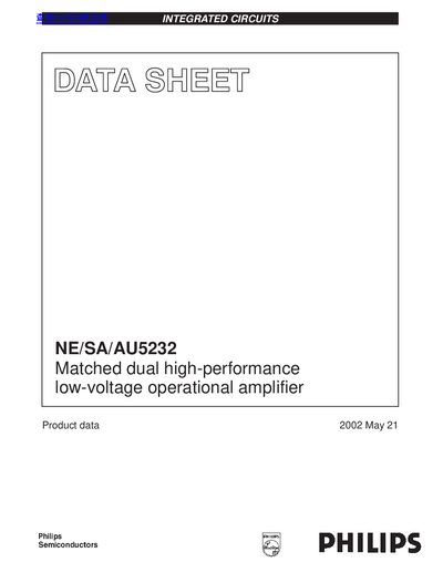 Philips NE/SA/AU5232 Operational Amplifier Product Data Sheet - cover page