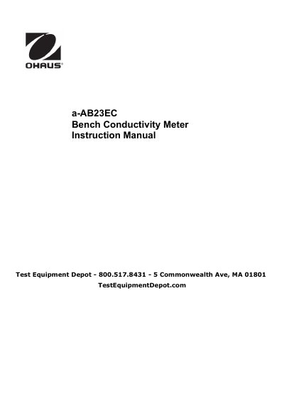 OHAUS a-AB23EC Bench Conductivity Meter Instruction Manual - cover page