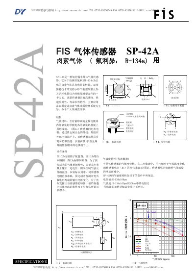 SUNSTAR SP-42A Gas Sensor Specifications