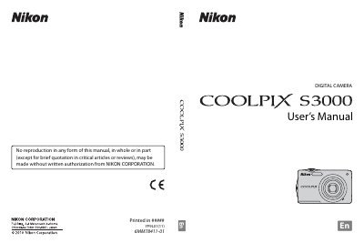 Nikon S3000user manual - cover page