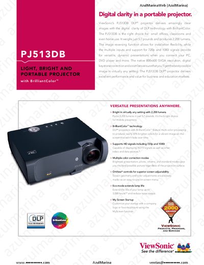 ViewSonic PJ513DB Projector User Manual - cover page