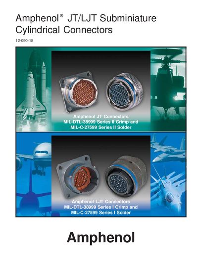 Amphenol JT/LJT Subminiature Cylindrical Connectors Handbook - cover page