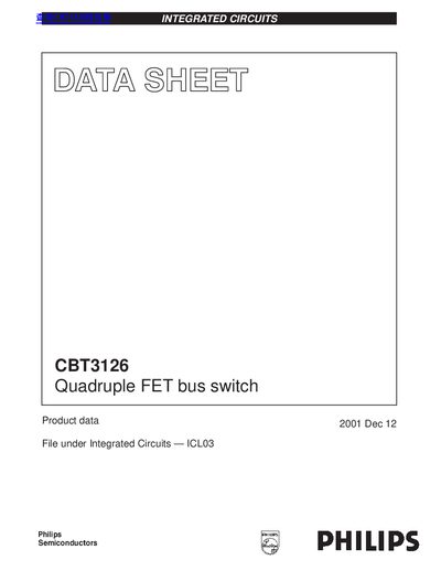 Philips CBT3126 Quadruple FET Bus Switch Datasheet - cover page