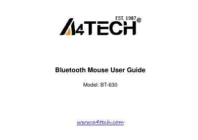 A4Tech BT-630 Bluetooth Mouse User Guide