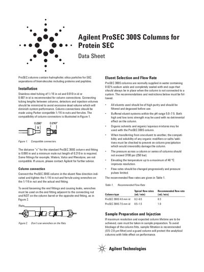 Agilent ProSEC 300S Columns for Protein SEC Data Sheet