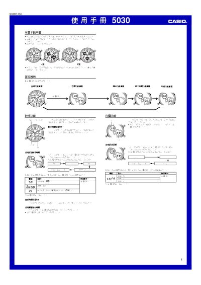 Casio 5030 Watch User Manual - cover page
