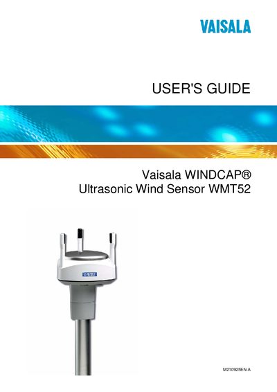 Vaisala WMT52 Ultrasonic Wind Sensor User Guide - cover page