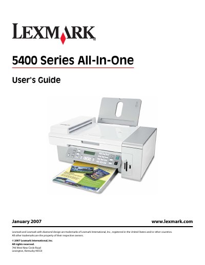 Lexmark 5400 Series All-In-One User's Guide - cover page