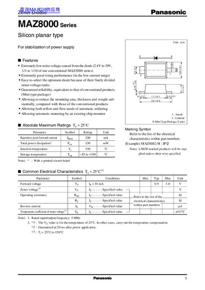 Panasonic MAZ8000 Series Datasheet - cover page