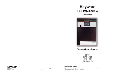HAYWARD HPC-4 HPC-4-ACT HPC-4-RC HPC-4-ACT-RC Operation Manual