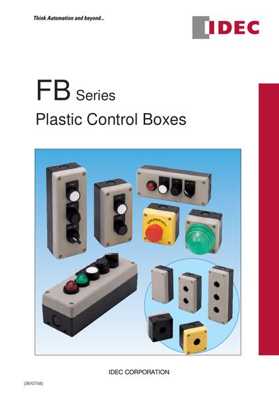 IDEC FB Series Plastic Control Boxes Installation Guide - cover page