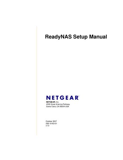 NETGEAR ReadyNAS NV+ Installation Guide - cover page