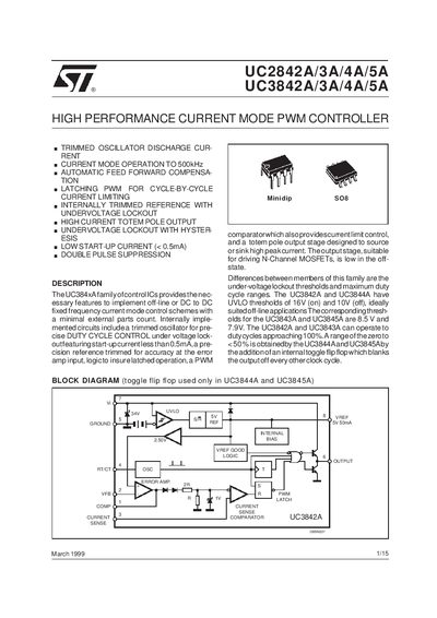 STMicroelectronics UC2842A/3A/4A/5A and UC3842A/3A/4A/5A Datasheet - cover page