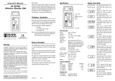 Hanna Instruments HI 93738 Chlorine Dioxide ISM Instruction Manual - cover page