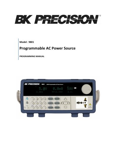B&K Precision 9801 Programmable AC Power Source Programming Manual